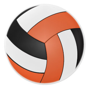 Orangefarbener, schwarzer und weißer Volleyball Keramikknauf