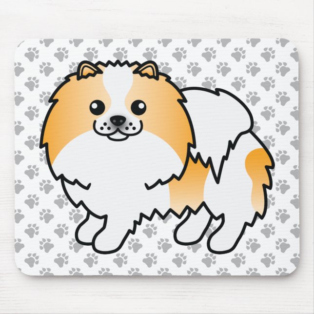 Orangefarbener Spitz Niedliche Hunde und Paws Mousepad (Vorne)