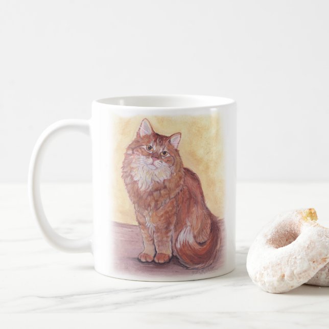 Orangefarbener Tierkaffee Kaffeetasse (Mit Donut)