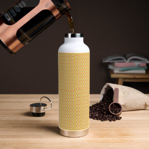orangefarbener und gelber Hintergrund mit Kreisen Trinkflasche