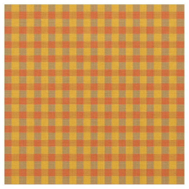 Orangefarbener und gelber Karton-Druck, Stoff (Nahaufnahme)