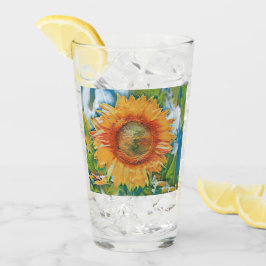 Orangefarbener und gelber Sonnenblumencup Glas