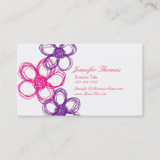 Orangefarbener und Hot-Pink-Wildblume-Hochzeitspla Visitenkarte