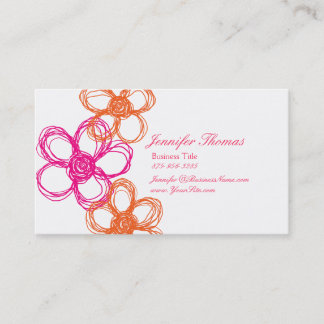 Orangefarbener und Hot-Pink-Wildblume-Hochzeitspla Visitenkarte