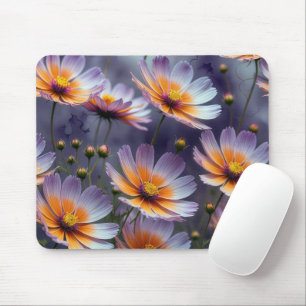 Orangefarbener und Lila Kosmos Abstrakt Mousepad