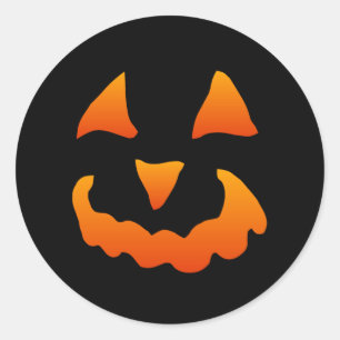 Orangefarbener und schwarzer Halloween-Kürbis Runder Aufkleber