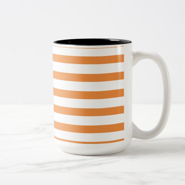 Orangefarbener und weißer Horizontalstreifen Zweifarbige Tasse (Rechts)