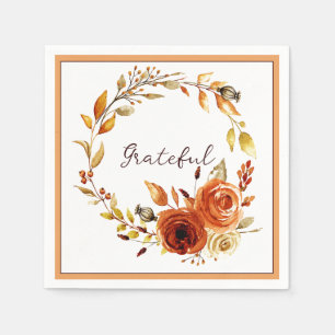 Orangefarbener Wasserfarbenfall Blumenkranz mit Te Serviette