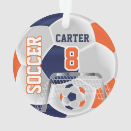 Orangefarbener, weißer und dunkelblauer Fußball ⚽ Ornament