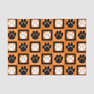 Orangefarbener, weißer und schwarzer Pawprint Seidenpapier