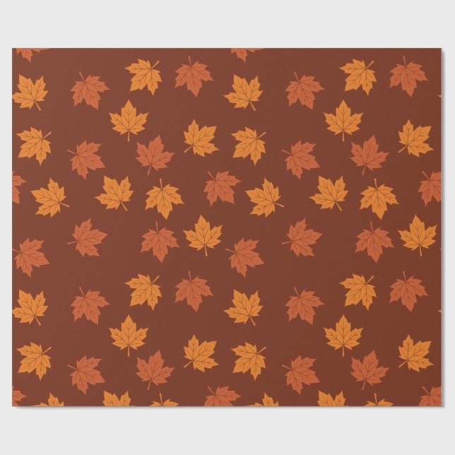 Orangefarbenes Ahornblatt Herbst Nahtloses Muster Geschenkpapier (Flach)