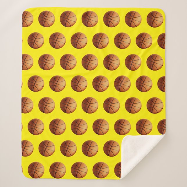 Orangefarbenes Basketballmuster Sherpadecke (Vorderseite)