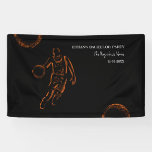 Orangefarbenes Basketballwochenende Party Banner