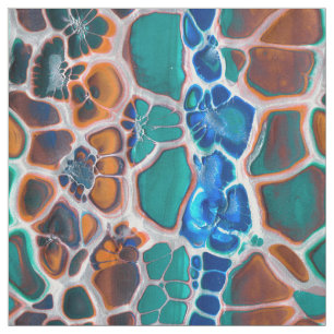Orangefarbenes blaues, Aquamarin verklebtes Glasab Stoff