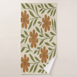 Orangefarbenes Blume Badetuch Badehandtuch