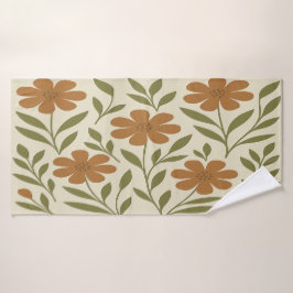Orangefarbenes Blume Badetuch Badehandtuch
