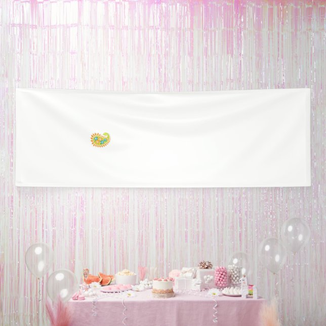 Orangefarbenes Blumenmotiv mit symmetrischen Muste Banner (Party)