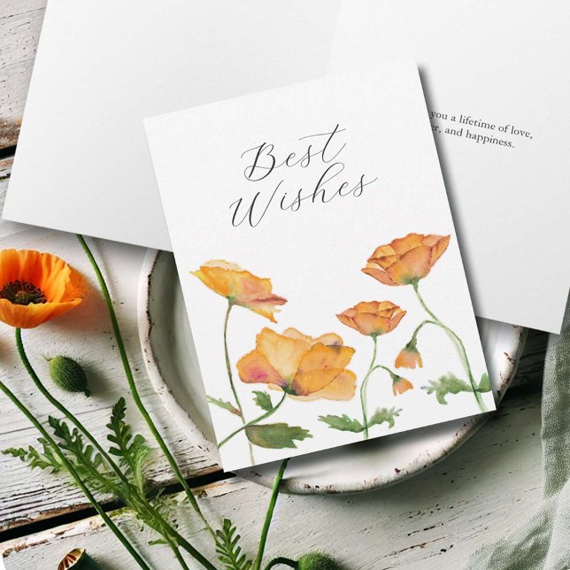Orangefarbenes Brautparty Dankeskarte (Bridal shower cards watercolor orange poppy flower art by Victoria Grigaliunas )