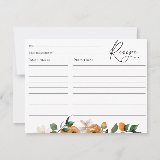 Orangefarbenes Brautparty Rezeptkarte Einladung (Vorderseite)