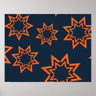 Orangefarbenes, cooles, trendiges, spielerisches S Poster