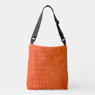 Orangefarbenes Crocodileder-Druck Crossbody-Beutel Tragetaschen Mit Langen Trägern