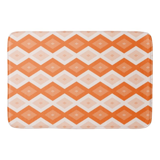Orangefarbenes Diamantmuster Badematte (Vorderseite)