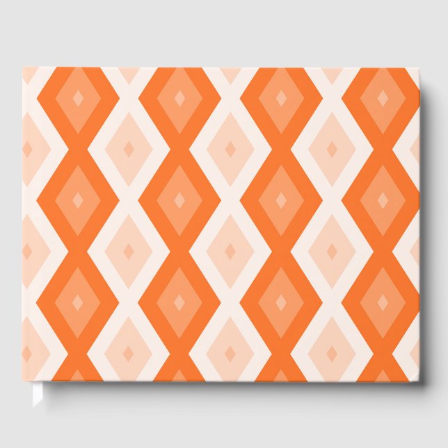 Orangefarbenes Diamantmuster Gästebuch (Vorderseite)