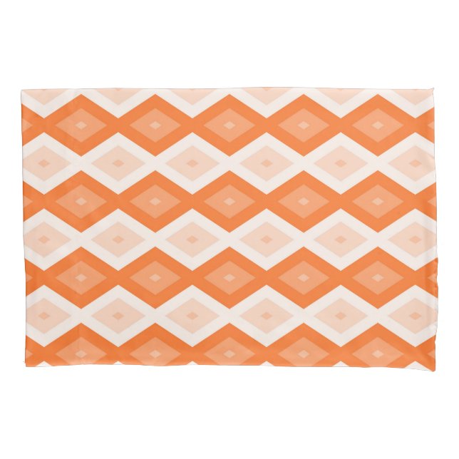 Orangefarbenes Diamantmuster Kissenbezug (Vorderseite)
