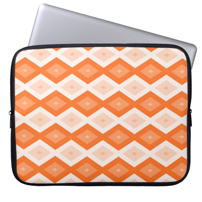 Orangefarbenes Diamantmuster Laptopschutzhülle (Vorderseite)
