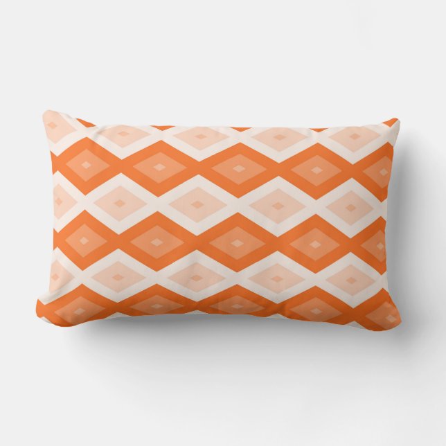 Orangefarbenes Diamantmuster Lendenkissen (Vorderseite)