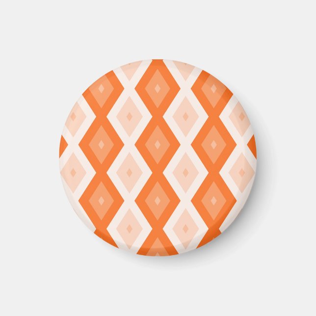 Orangefarbenes Diamantmuster Magnet (Vorne)