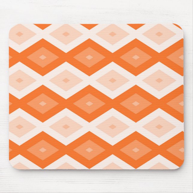 Orangefarbenes Diamantmuster Mousepad (Vorne)