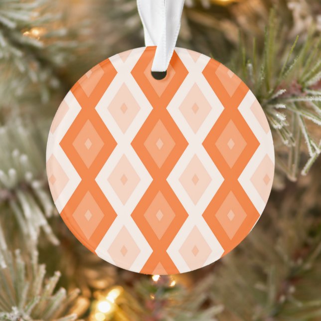 Orangefarbenes Diamantmuster Ornament (Baum)