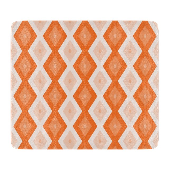 Orangefarbenes Diamantmuster Schneidebrett (Vorderseite)