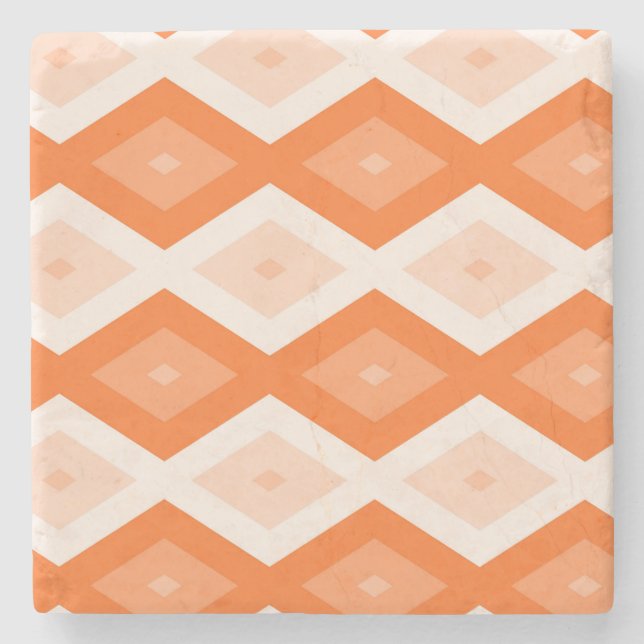 Orangefarbenes Diamantmuster Steinuntersetzer (Vorderseite)