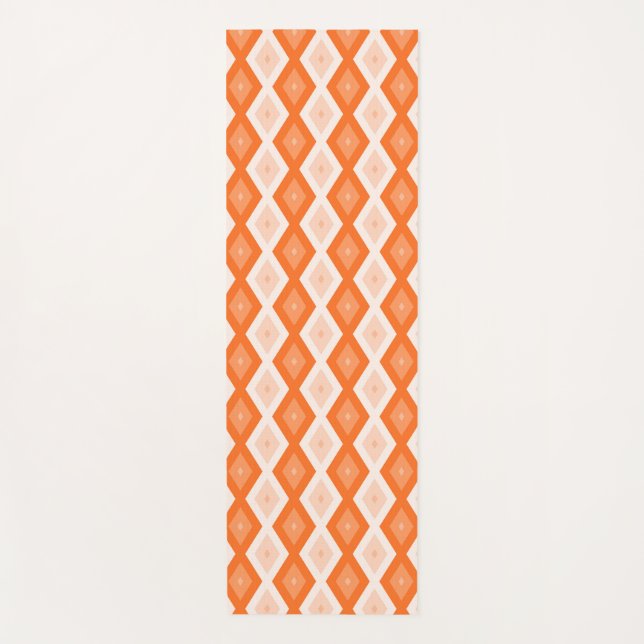 Orangefarbenes Diamantmuster Yogamatte (Vorderseite)
