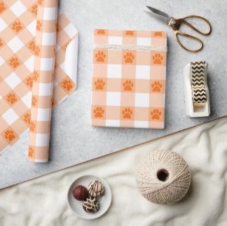 Orangefarbenes Druckmuster - Niedliches Pet Lover Geschenkpapier