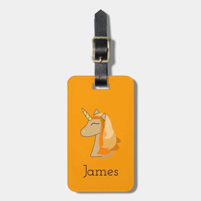 Orangefarbenes Einhorngepäck Gepäckanhänger (Vorderseite vertikal)