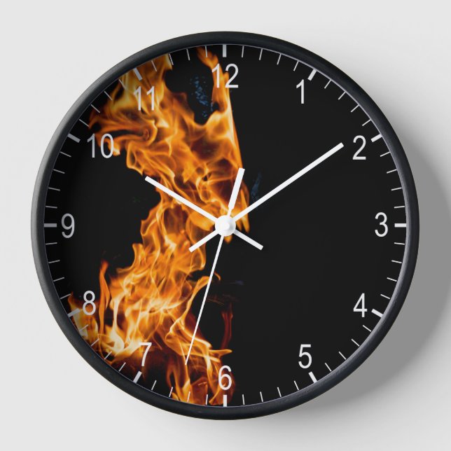 Orangefarbenes Flammenzeichen Uhr (Vorderseite)