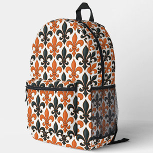 Orangefarbenes Fleur-de-lis-Muster Bedruckter Rucksack