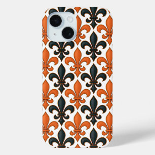 Orangefarbenes Fleur-de-lis-Muster Case-Mate iPhone Hülle