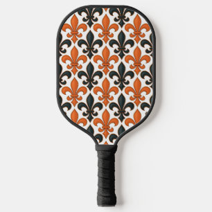 Orangefarbenes Fleur-de-lis-Muster Pickleball Schläger