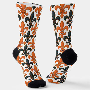 Orangefarbenes Fleur-de-lis-Muster Socken