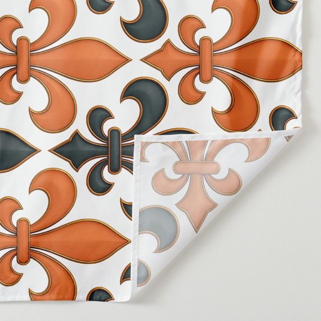 Orangefarbenes Fleur-de-lis-Muster Wandteppich (Von Creator hochgeladen)