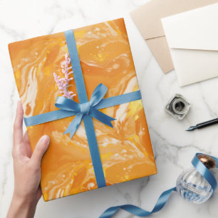 Orangefarbenes Flüssigsmuster Geschenkpapier