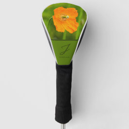 Orangefarbenes Foto aus Poppy-Blume mit Monogramm  Golf Headcover