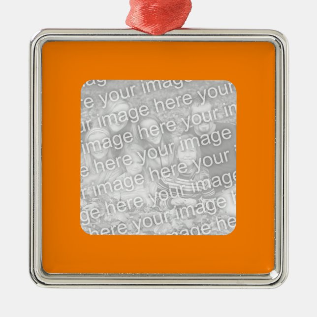 Orangefarbenes Foto Silbernes Ornament (Vorne)