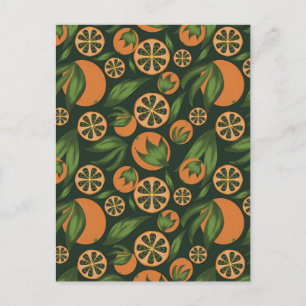 Orangefarbenes Fruchtmuster Postkarte