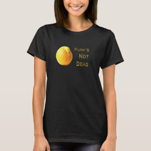 Orangefarbenes Fruchtstück mit Mohawk und Punk-Wor T-Shirt