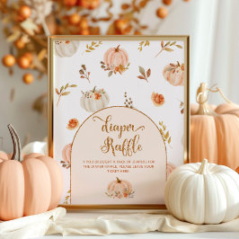 Orangefarbenes Goldkürbis-Windel-Gewinnspiel Poster